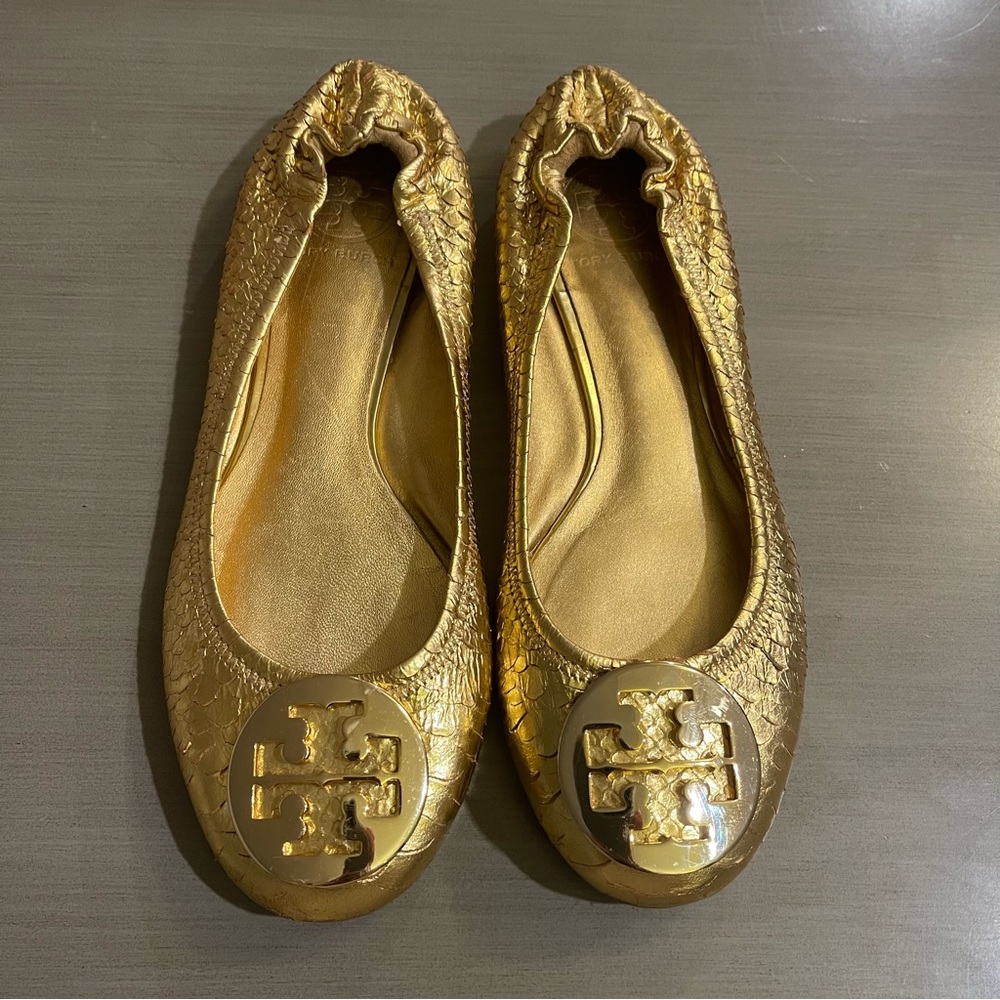 Tory Burch Gold Ballet Flats